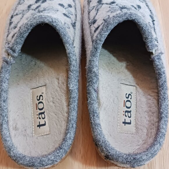 Taos Woolderness 2 Grey Boiled Wool Clog Floral Embroidery Cork Wedge Size 5.5 - Picture 6 of 9